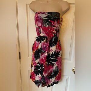 NEW* Banana Republic Textured Silk Tropical Print Strapless Dress Size 0 *NWT
